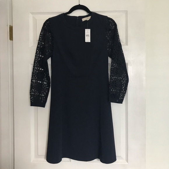 NWT LOFT Lace Sleeve Swing Dress - Picture 2 of 8
